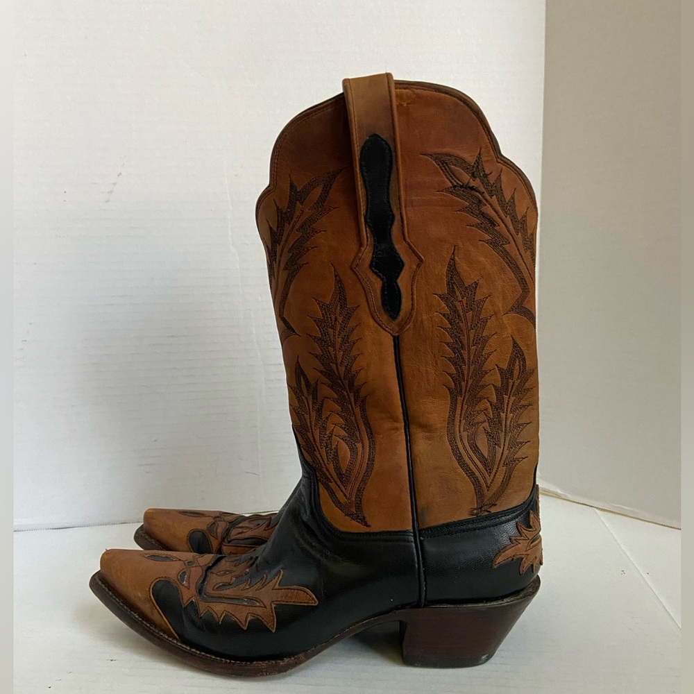 Black Jack Cowboy Boots Cowgirl Womens Western Brown Shoes Leather Snip Sz 10B